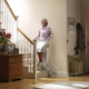 Curved stairlift installed on a multi-level staircase in a Colorado home