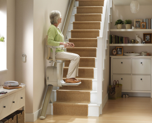 Straight stairlift installed in a Colorado home staircase